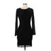 Bar III Casual Dress - Sheath Crew Neck 3/4 sleeves: Black Solid Dresses - Women's Size Large