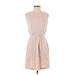 Aqua Casual Dress - Mini Crew Neck Sleeveless: Pink Print Dresses - Women's Size Small