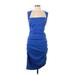 Nicole Miller Artelier Casual Dress - Sheath Square Sleeveless: Blue Solid Dresses - Women's Size 12