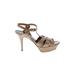 Saint Laurent Heels: Tan Print Shoes - Women's Size 38.5 - Open Toe
