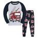 Boys Girls Pajamas Set Fire Truck Print PJs Set Cotton Long Sleeve Sleepwear Set Christmas Halloween Birthday Holiday Gifts