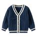ASFGIMUJ Girls Sweater Boys Girls Winter Long Sleeve Solid Knit Sweater Base Warm Sweater For Children Clothes Knit Sweater Navy 18 Months-24 Months