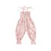 Huakaishijie Baby Girls Summer Jumpsuit Floral Printed Sling Ruched Long Romper