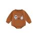 Huakaishijie Toddler Baby Sweatshirt Rompers Halloween Pumpkin Skull Print Jumpsuit
