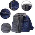 AJZIOJIRO 1-8Y Baby Toddler Boy Winter Denim Jackets Coats Kids Casual Thick Fleece Lined Denim Outwear Warm Lined Top with Buttons