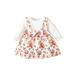 TheFound Baby Girls Dress Fake Two Pieces Flower Print Long Sleeve Dress