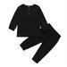 RYRJJ Toddler Baby Boy Girl Clothes Ribbed Long Sleeve Pullover Sweatshirts Pants Newborn Infant Fall Winter Tracksuit Two Piece Outfits(Black 2-3 Years)