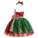 Bjutir Cute Dresses For Girls Toddler Christmas Short Sleeve Bowknot Patchwork Color Sequin Party Evening Dress Wedding Dress With Headband For Children Clothes Fashion