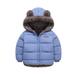 PURJKPU Toddler Winter Jacket Windproof Down Jacket Warm Snowsuit Hooded Coat Soft Light Weight Outerwear With Bear Ear Hoodie Blue 130