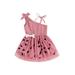 Peyakidsaa Baby Girls Mini Dress Elegant One Shoulder Sleeveless Tie Strap Dress