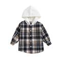 Fauean Hoodies for Boy Toddler Baby Color Block Plaid Button Down Coat Casual Jackets Black Size 140