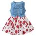 Ykohkofe Children s Clothing: Summer Girls Denim Patchwork Printed Vest Dress For Small And Medium Sized Children Red Baby Outfits Baby Bodysuit Take Home Outfit baby clothes