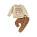 aturustex Newborn Baby Halloween Clothes Letter Print Sweatshirt and Pants