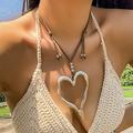 Quinlirra Easter Decor Home Decor Clearance Bayetss Heart Necklaces For Women Beautiful Vintage Adjustable Large Love Pendant Necklace With Leather Rope Chain Room Decor