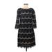 Jessica Howard Casual Dress - Party Crew Neck 3/4 sleeves: Black Print Dresses - Women's Size 8