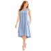 Plus Size Women's A-Line Linen Blend High-Low Dress by Catherines in Royal Navy Stripes (Size 0X)