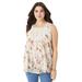 Plus Size Women's Angel Chiffon Blouse by Roaman's in Yellow Watercolor Floral (Size 26 W) Top