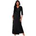 Plus Size Women's Pullover Wrap Knit Maxi Dress by The London Collection in Black Ivory Dot (Size 26 W)