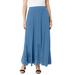 Plus Size Women's Ultrasmooth® Fabric Lace Maxi Skirt by Roaman's in Dusty Indigo (Size 18/20)