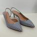 J. Crew Shoes | J Crew Colette Blue White Striped Slingback Heel Shoe Pointed Toe Kitten Heel 8 | Color: Blue/White | Size: 8