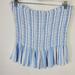American Eagle Outfitters Tops | American Eagle Smocked Tube Top Womens Size L Ruffle Hem Festival Y2k Tube Top | Color: Blue/White | Size: L