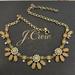 J. Crew Jewelry | J.Crew Statement Necklace Mustard Gray Cabochons Antiqued Gold Tone | Color: Cream/Tan | Size: Os