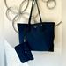 Michael Kors Bags | Michael Kors Eva Navy Blue Nylon Extra Large Tote With Pouch, Travel Bag Jet Set | Color: Black/Blue | Size: Os