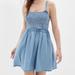 American Eagle Outfitters Dresses | American Eagle Outfitters Smocked Cut Out Denim Skater Dress | Color: Blue | Size: L