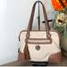 Giani Bernini Bags | Giani Bernini Brown & Cream Ostrich Leather & Canvas Satchel Euc | Color: Brown/Cream | Size: 13”X9”X5”