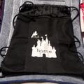 Disney Bags | Disney Home. Castle Drawstring Backpack Bag With Tinkerbell | Color: Gray/White | Size: Os