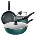 GttuiT Wok Cookery Green Spar Non-Stick Pan Three-Piece Set Frying Pan Frying Pan Soup Pot Household Gas Induction Cooker Universal vision