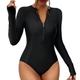 CBLdF Swimming Costume Women Black Long Sleeve Swimwear Sports One-piece Swimsuits Women's Swim Bath Bathing Suit Beachwear