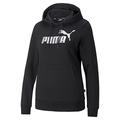 PUMA Women's Ess+ Metallic Logo Hoodie Tr Sweat, Puma Black-metallic Silver, M UK