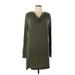 Pure & Good Casual Dress - Sweater Dress: Green Marled Dresses - Women's Size Large