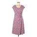 Lands' End Casual Dress - A-Line Scoop Neck Short sleeves: Pink Dresses - Women's Size Medium