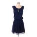 Trafaluc by Zara Casual Dress Keyhole Sleeveless: Blue Print Dresses - Women's Size X-Small