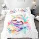 SMchwbc Sloth Bed Linen 135 x 200 cm, Children's Cartoon Animals Sloth Duvet Cover Set for Girls with Pillowcase, Children's Bed Linen 135 x 200 cm, Sloth Bedding Sets Microfibre (200 x 200 cm, 1)