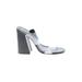 Schutz Mule/Clog: Slip-on Chunky Heel Casual Gray Shoes - Women's Size 7 - Open Toe