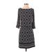 White House Black Market Casual Dress - Shift: Black Argyle Dresses - Women's Size X-Small