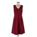 Isaac Mizrahi for Target Casual Dress - A-Line V Neck Sleeveless: Burgundy Solid Dresses - Women's Size Medium