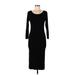 Zara Casual Dress - Midi Scoop Neck 3/4 sleeves: Black Print Dresses - Women's Size Large