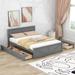 Queen Size Modern Wooden Platform Bed With Headboard With Four Storage Drawers And Support Legs