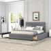 Grey Queen Modern And Timeless Upholstered Platform Bed With Twin Size Trundle And Two Drawers