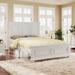 Traditional Town and Country Style Pinewood Vintage Queen Bed,White