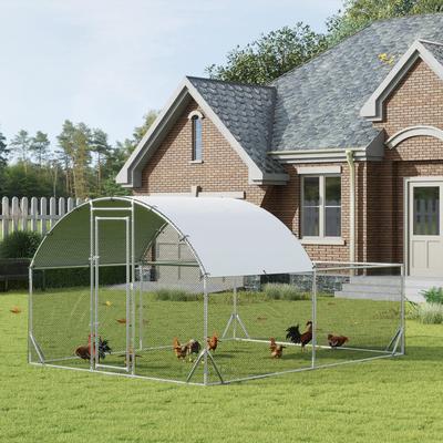 PawHut Large Chicken Coop Metal Chicken Run for Chickens with Waterproof and Anti-UV Cover