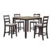 Cameron 5 Piece Set Counter Height Dining Table, Chairs, Brown, Gray Fabric