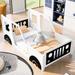 Twin Size Classic Car-Shaped Platform Bed With Wheels,Sturdy Frame,Kids Bedroom Set