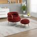 Red Modern Velvet Upholstered Accent Chair & Ottoman Sets,Tufted Chair With Metal Frame,Multi-scene Use