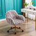 Modern Faux Fur Single Home Office Chair,Fluffy Chair For Girls,Makeup Vanity Chair,Metal Frame With Chrome Base