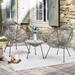 AVAWING 3 PCS Patio Wicker Conversation Bistro Set with Pillow